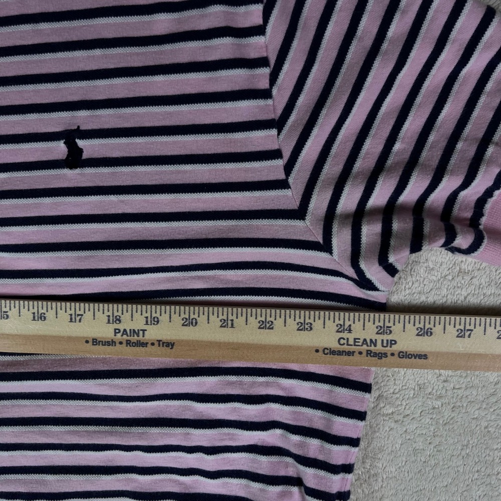 Polo Ralph Lauren Mens XL Pink Navy Blue Striped Short Sleeve Cotton Polo Shirt - Picture 3 of 6